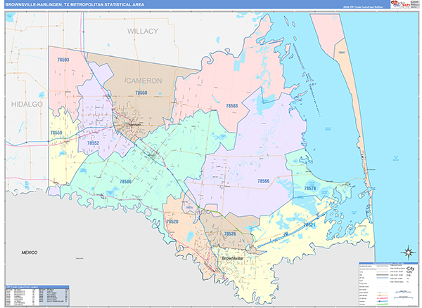 Brownsville-Harlingen Metro Area Wall Map